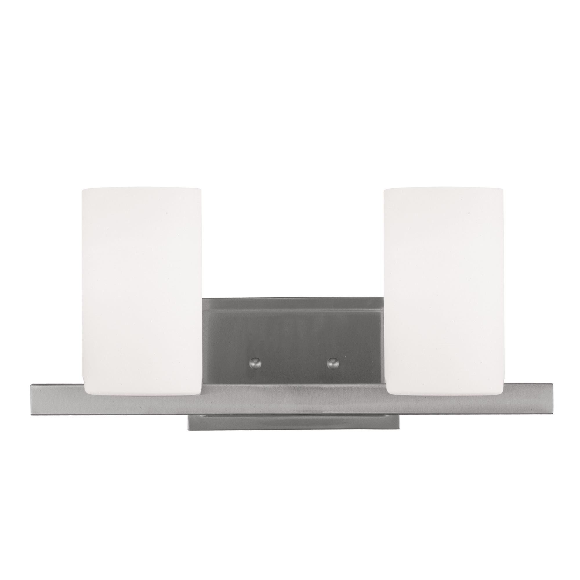 Shown in Brushed Nickel finish and Hand Blown Satin Opal White glass